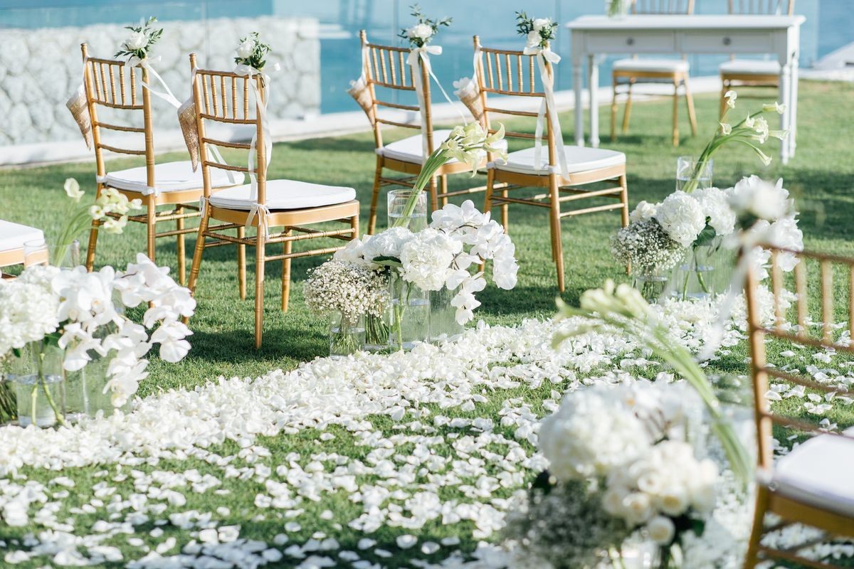 Flowers setup wedding ceremony